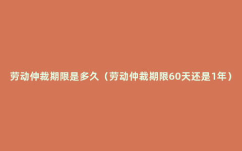 劳动仲裁期限是多久（劳动仲裁期限60天还是1年）