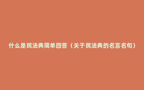 什么是民法典简单回答（关于民法典的名言名句）