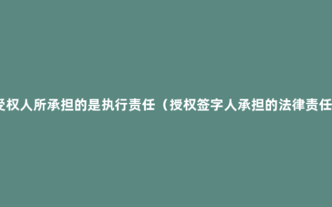 受权人所承担的是执行责任（授权签字人承担的法律责任）