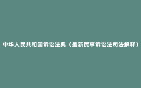 中华人民共和国诉讼法典（最新民事诉讼法司法解释）