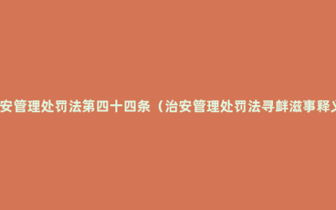 治安管理处罚法第四十四条（治安管理处罚法寻衅滋事释义）