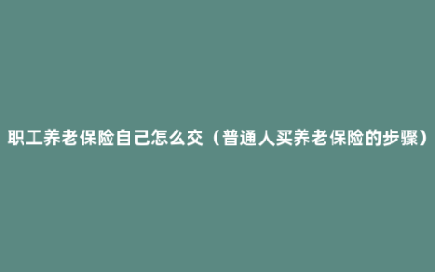 职工养老保险自己怎么交（普通人买养老保险的步骤）