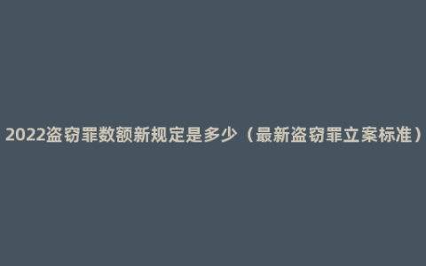 2022盗窃罪数额新规定是多少（最新盗窃罪立案标准）