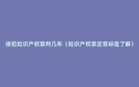 侵犯知识产权罪判几年（知识产权罪定罪标准了解）