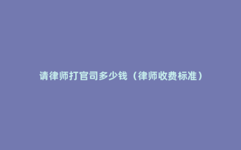 请律师打官司多少钱（律师收费标准）