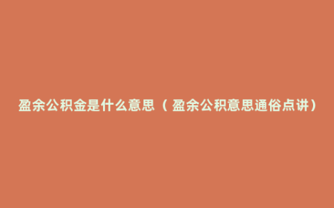 盈余公积金是什么意思（ 盈余公积意思通俗点讲）