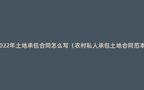 2022年土地承包合同怎么写（农村私人承包土地合同范本）