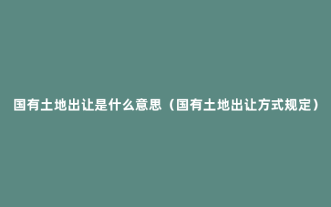 国有土地出让是什么意思（国有土地出让方式规定）