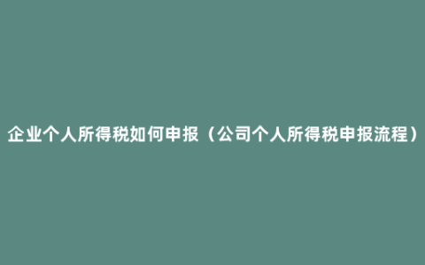 企业个人所得税如何申报（公司个人所得税申报流程）