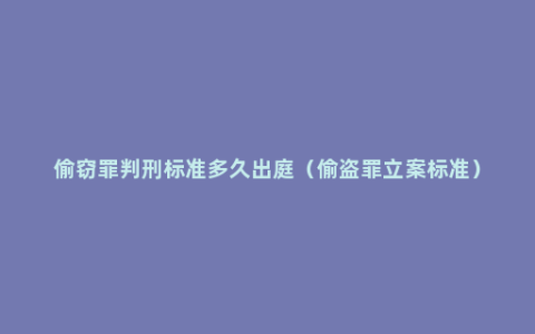 偷窃罪判刑标准多久出庭（偷盗罪立案标准）