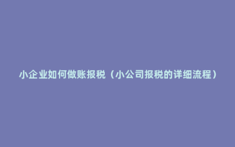 小企业如何做账报税（小公司报税的详细流程）