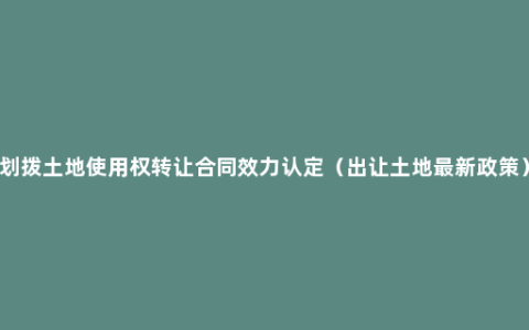 划拨土地使用权转让合同效力认定（出让土地最新政策）