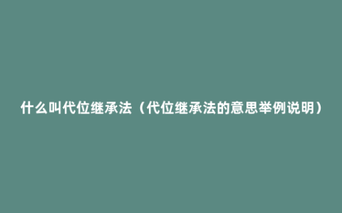 什么叫代位继承法（代位继承法的意思举例说明）