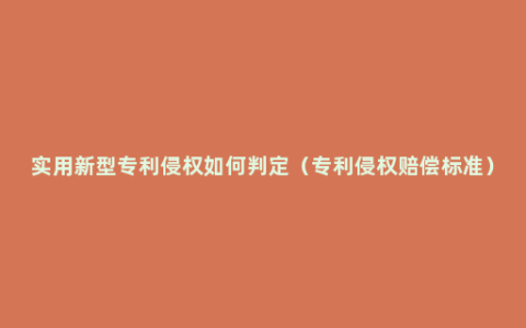 实用新型专利侵权如何判定（专利侵权赔偿标准）