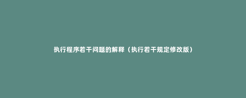 执行程序若干问题的解释（执行若干规定修改版）