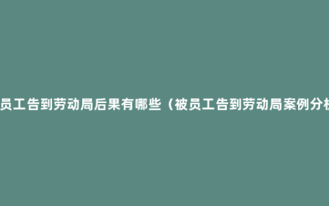 被员工告到劳动局后果有哪些（被员工告到劳动局案例分析）