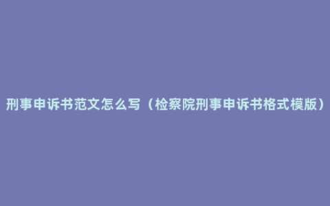 刑事申诉书范文怎么写（检察院刑事申诉书格式模版）