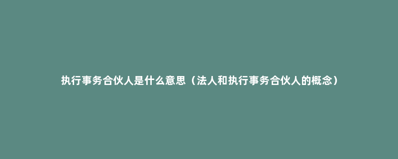 执行事务合伙人是什么意思（法人和执行事务合伙人的概念）