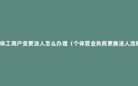 个体工商户变更法人怎么办理（个体营业执照更换法人流程）