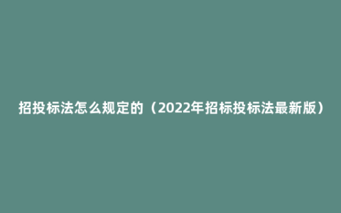 招投标法怎么规定的（2022年招标投标法最新版）