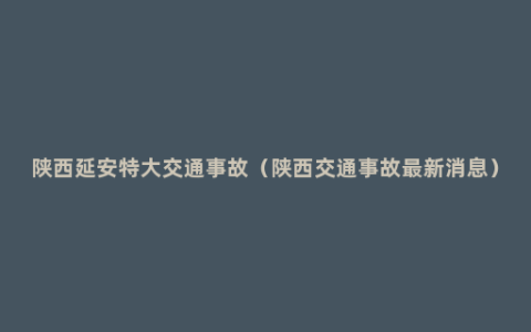 陕西延安特大交通事故（陕西交通事故最新消息）