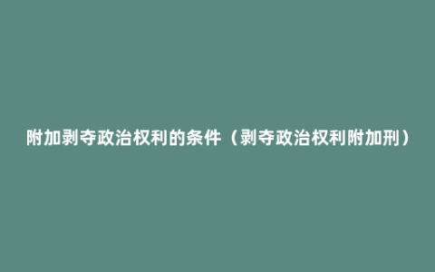 附加剥夺政治权利的条件（剥夺政治权利附加刑）