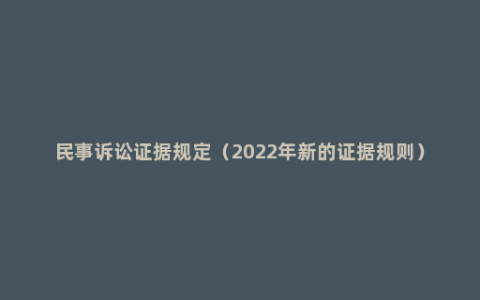 民事诉讼证据规定（2022年新的证据规则）