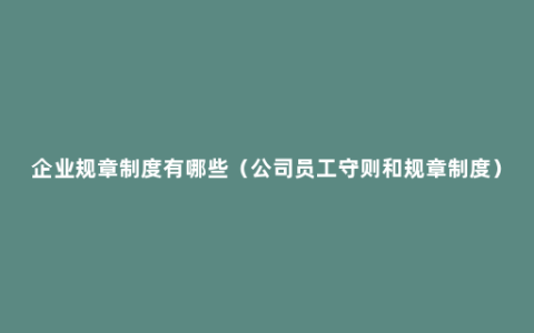 企业规章制度有哪些（公司员工守则和规章制度）