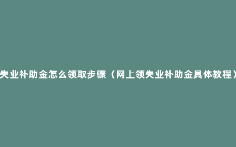 失业补助金怎么领取步骤（网上领失业补助金具体教程）