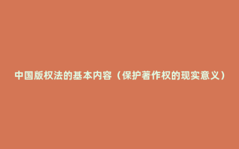 中国版权法的基本内容（保护著作权的现实意义）