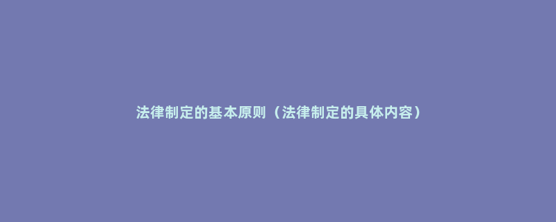 法律制定的基本原则（法律制定的具体内容）