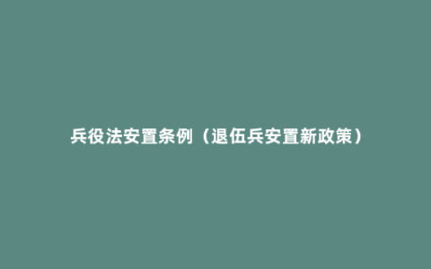 兵役法安置条例（退伍兵安置新政策）