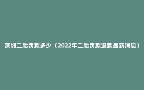 深圳二胎罚款多少（2022年二胎罚款退款最新消息）