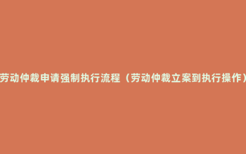 劳动仲裁申请强制执行流程（劳动仲裁立案到执行操作）