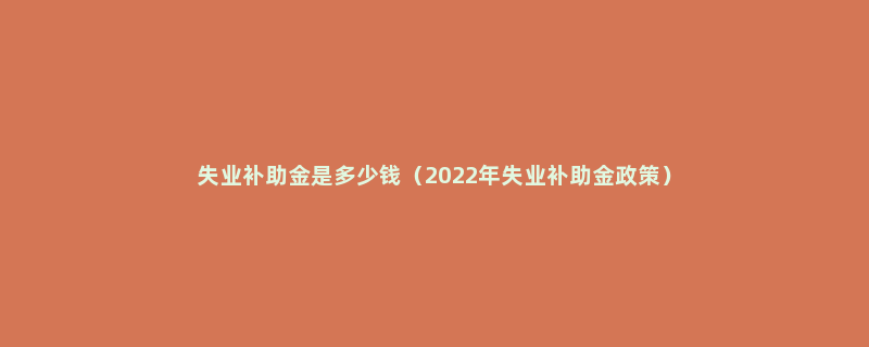 失业补助金是多少钱（2022年失业补助金政策）