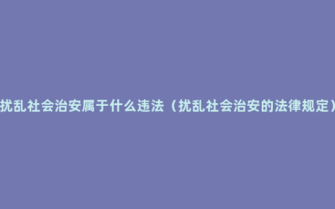 扰乱社会治安属于什么违法（扰乱社会治安的法律规定）