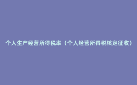 个人生产经营所得税率（个人经营所得税核定征收）