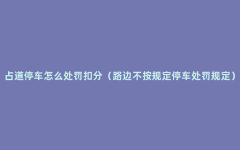 占道停车怎么处罚扣分（路边不按规定停车处罚规定）