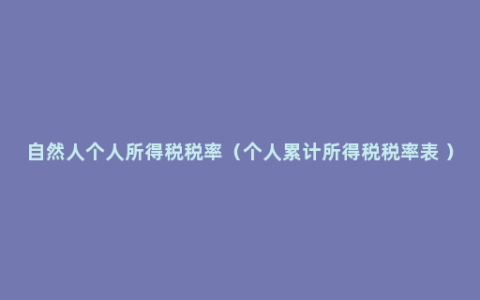 自然人个人所得税税率（个人累计所得税税率表 ）