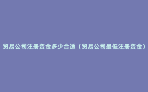 贸易公司注册资金多少合适（贸易公司最低注册资金）