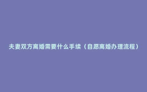 夫妻双方离婚需要什么手续（自愿离婚办理流程）