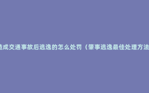 造成交通事故后逃逸的怎么处罚（肇事逃逸最佳处理方法）