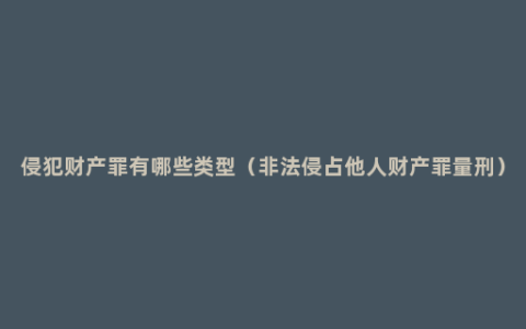 侵犯财产罪有哪些类型（非法侵占他人财产罪量刑）