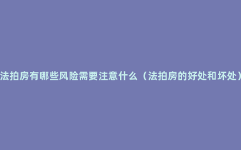 法拍房有哪些风险需要注意什么（法拍房的好处和坏处）