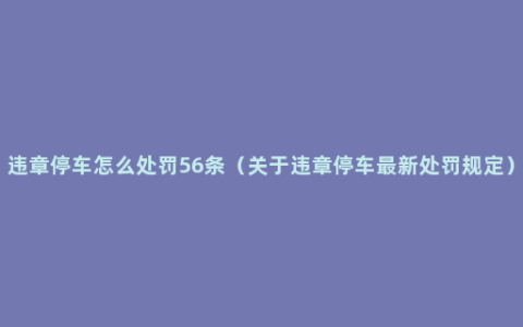 违章停车怎么处罚56条（关于违章停车最新处罚规定）