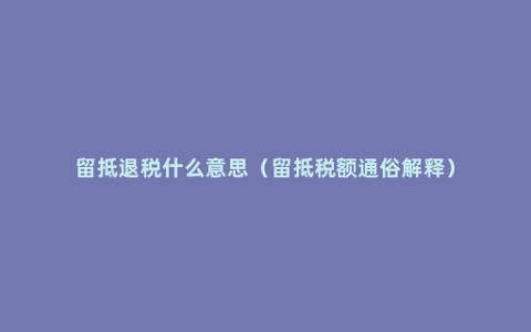 留抵退税什么意思（留抵税额通俗解释）