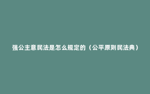 强公主意民法是怎么规定的（公平原则民法典）