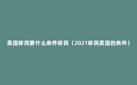 美国移民要什么条件移民（2021移民美国的条件）