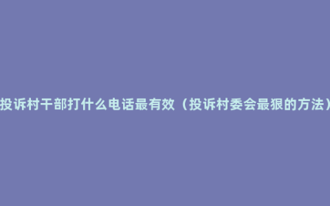 投诉村干部打什么电话最有效（投诉村委会最狠的方法）