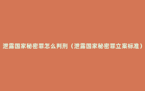 泄露国家秘密罪怎么判刑（泄露国家秘密罪立案标准）